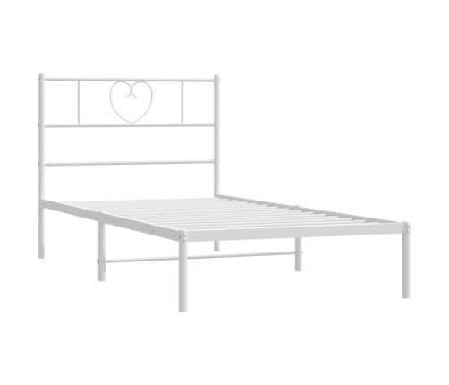 vidaXL gultas rāmis ar galvgali, balts metāls, 90x200 cm