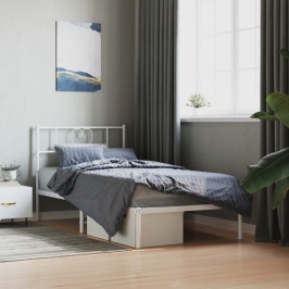 Gultas Rāmis Ar Galvgali, Balts Metāls, 90X200 Cm Vidaxl Gultas Rāmis Ar Galvgali, Balts Metāls, 90X200 Cm Vidaxl
