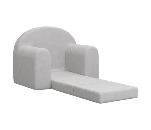 vidaXL bērnu dīvāngulta, gaiši pelēka, mīksts plīšs