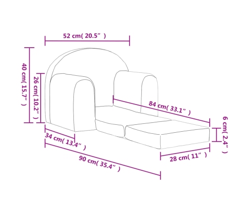 vidaXL bērnu dīvāngulta, gaiši pelēka, mīksts plīšs