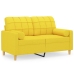 vidaXL divvietīgs dīvāns ar spilveniem, gaiši dzeltens, 120 cm, audums