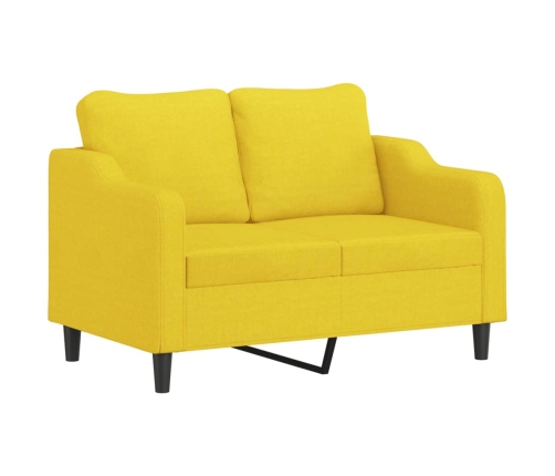 vidaXL divvietīgs dīvāns ar spilveniem, gaiši dzeltens, 120 cm, audums