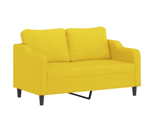 vidaXL divvietīgs dīvāns ar spilveniem, gaiši dzeltens, 140 cm, audums