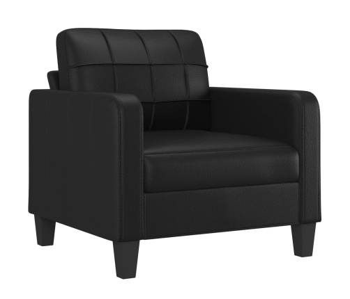 vidaXL atpūtas krēsls ar kājsoliņu, 60 cm, melna mākslīgā āda