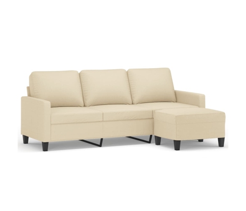 vidaXL trīsvietīgs dīvāns ar kājsoliņu, 180 cm, krēmkrāsas audums