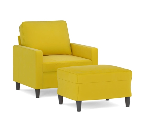 vidaXL atpūtas krēsls ar kājsoliņu, 60 cm, dzeltens samts