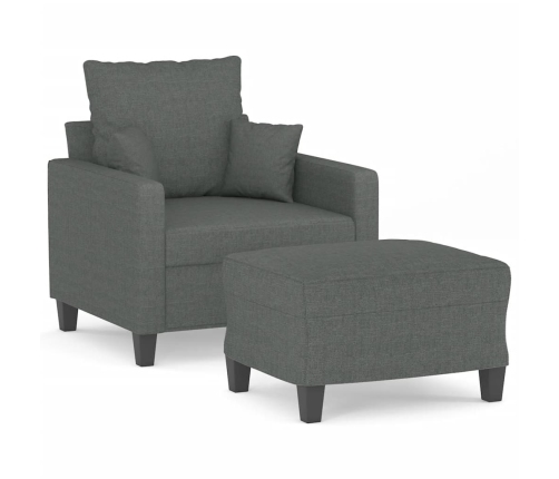 vidaXL atpūtas krēsls ar kājsoliņu, 60 cm, tumši pelēks audums