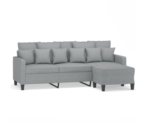 vidaXL trīsvietīgs dīvāns ar kājsoliņu, 180 cm, gaiši pelēks audums