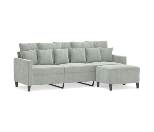 vidaXL trīsvietīgs dīvāns ar kājsoliņu, 180 cm, gaiši pelēks samts