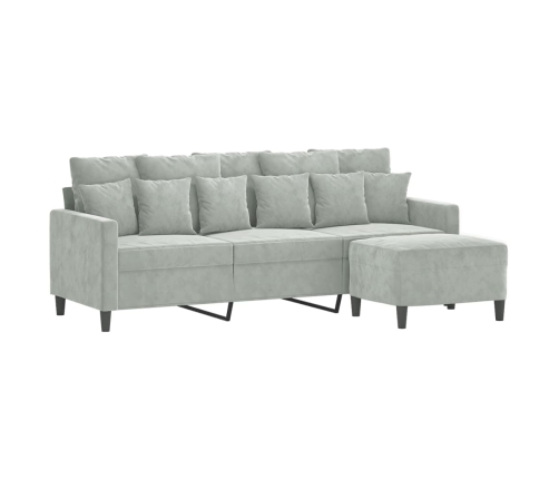 vidaXL trīsvietīgs dīvāns ar kājsoliņu, 180 cm, gaiši pelēks samts