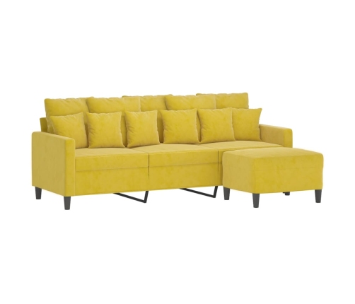 vidaXL trīsvietīgs dīvāns ar kājsoliņu, 180 cm, dzeltens samts