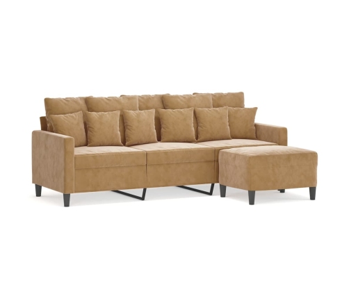 vidaXL trīsvietīgs dīvāns ar kājsoliņu, 180 cm, brūns samts