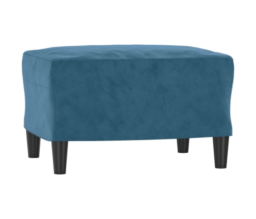 vidaXL trīsvietīgs dīvāns ar kājsoliņu, 180 cm, zils samts