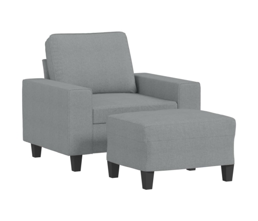 vidaXL atpūtas krēsls ar kājsoliņu, 60 cm, gaiši pelēks audums