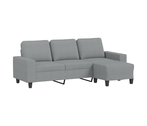 vidaXL trīsvietīgs dīvāns ar kājsoliņu, 180 cm, gaiši pelēks audums