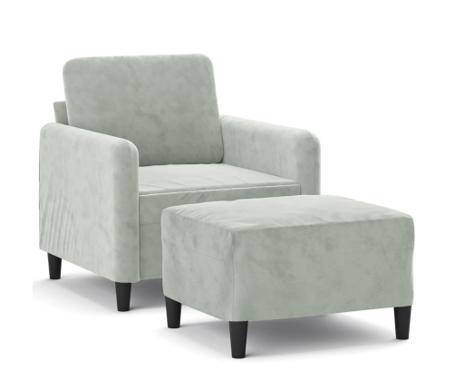 vidaXL atpūtas krēsls ar kājsoliņu, 60 cm, gaiši pelēks samts