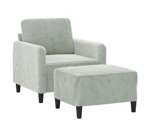 vidaXL atpūtas krēsls ar kājsoliņu, 60 cm, gaiši pelēks samts