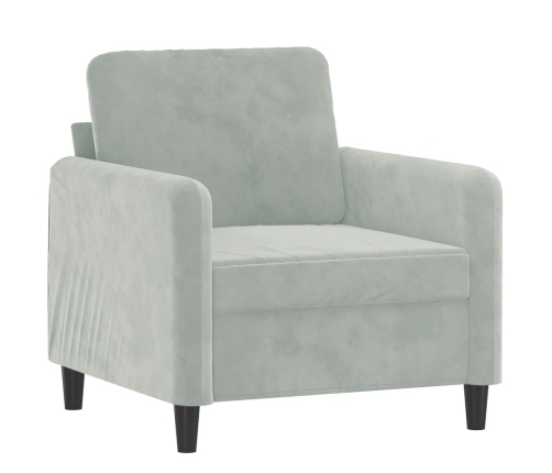 vidaXL atpūtas krēsls ar kājsoliņu, 60 cm, gaiši pelēks samts