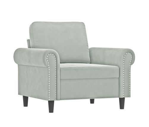 vidaXL atpūtas krēsls ar kājsoliņu, 60 cm, gaiši pelēks samts