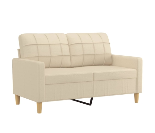 vidaXL četrdaļīgs dīvānu komplekts ar spilveniem, krēmkrāsas audums