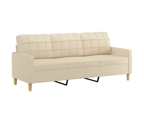 vidaXL četrdaļīgs dīvānu komplekts ar spilveniem, krēmkrāsas audums