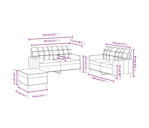 vidaXL trīsdaļīgs dīvānu komplekts ar spilveniem, dzeltens audums