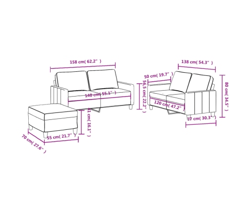 vidaXL trīsdaļīgs dīvānu komplekts ar spilveniem, tumši pelēks audums