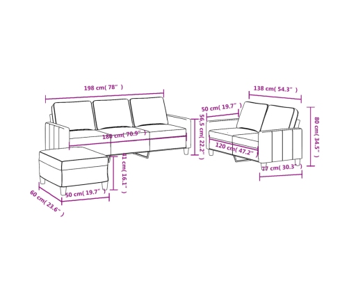 vidaXL trīsdaļīgs dīvānu komplekts ar spilveniem, krēmkrāsas audums
