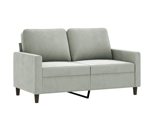 vidaXL četrdaļīgs dīvānu komplekts ar spilveniem, gaiši pelēks samts