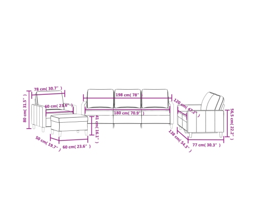 vidaXL četrdaļīgs dīvānu komplekts ar spilveniem, dzeltens samts
