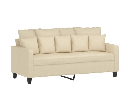 vidaXL trīsdaļīgs dīvānu komplekts ar spilveniem, krēmkrāsas audums