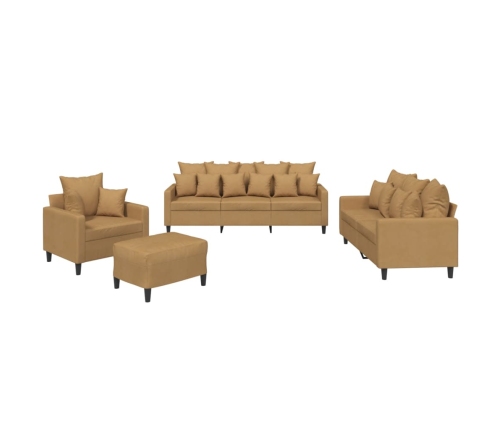 vidaXL četrdaļīgs dīvānu komplekts ar spilveniem, brūns samts