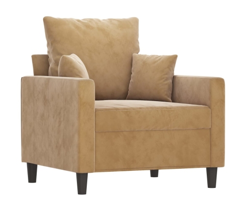 vidaXL četrdaļīgs dīvānu komplekts ar spilveniem, brūns samts