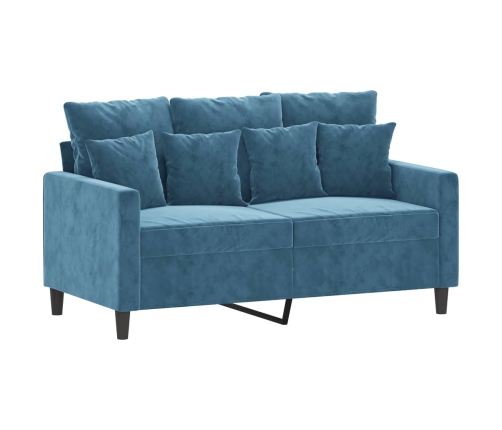 vidaXL četrdaļīgs dīvānu komplekts ar spilveniem, zils samts