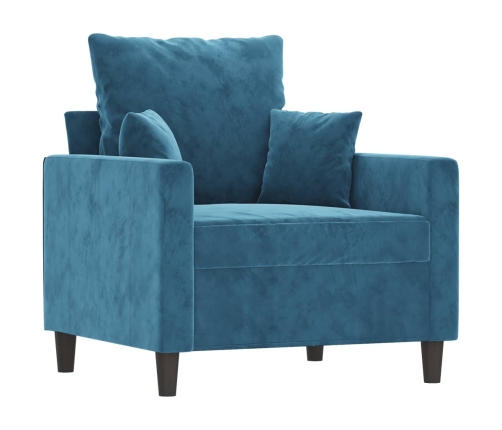 vidaXL četrdaļīgs dīvānu komplekts ar spilveniem, zils samts