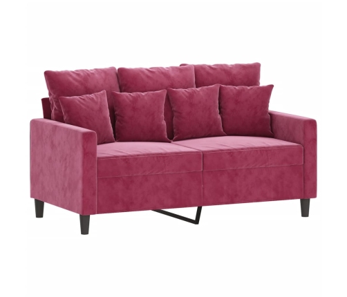 vidaXL trīsdaļīgs dīvānu komplekts ar spilveniem, vīnsarkans samts