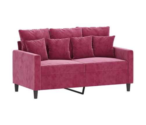 vidaXL trīsdaļīgs dīvānu komplekts ar spilveniem, vīnsarkans samts