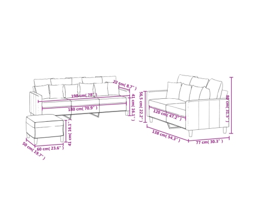 vidaXL trīsdaļīgs dīvānu komplekts ar spilveniem, dzeltens samts