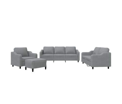 vidaXL četrdaļīgs dīvānu komplekts ar spilveniem, gaiši pelēks audums