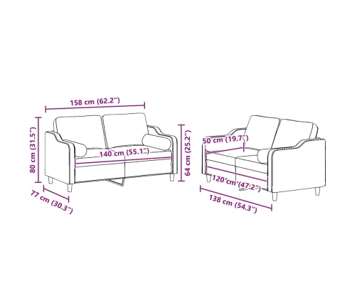 vidaXL divdaļīgs dīvānu komplekts ar spilveniem, dzeltens audums