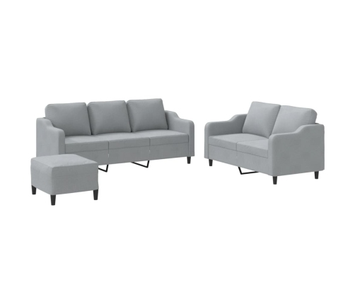 vidaXL trīsdaļīgs dīvānu komplekts, gaiši pelēks audums