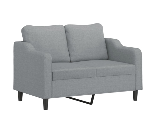 vidaXL trīsdaļīgs dīvānu komplekts ar spilveniem, gaiši pelēks audums