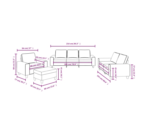 vidaXL četrdaļīgs dīvānu komplekts, brūns audums