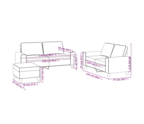 vidaXL trīsdaļīgs dīvāna komplekts, tumši pelēks audums
