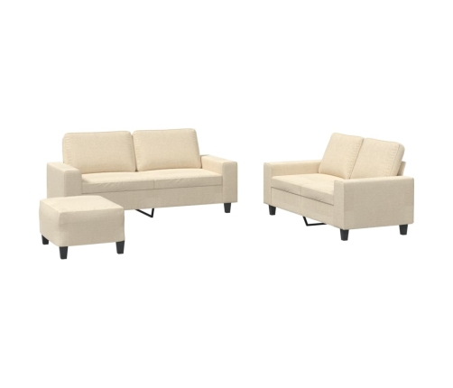 vidaXL trīsdaļīgs dīvānu komplekts, krēmkrāsas audums