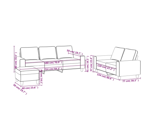 vidaXL trīsdaļīgs dīvāna komplekts, tumši pelēks audums