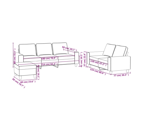 vidaXL trīsvietīgs dīvānu komplekts, brūns audums