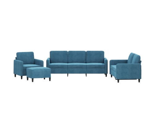 vidaXL četrdaļīgs dīvānu komplekts, zils samts