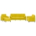 vidaXL četrdaļīgs dīvānu komplekts ar spilveniem, dzeltens samts