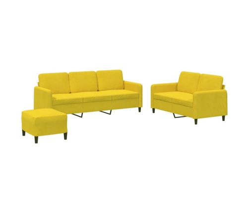 vidaXL trīsdaļīgs dīvānu komplekts, dzeltens samts